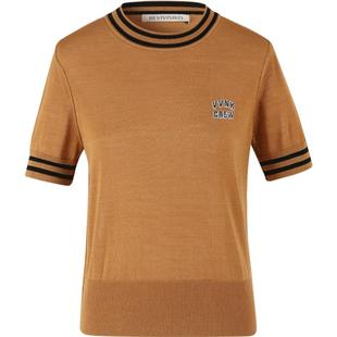 IIIVIVINIKO“丝羊毛纱线”学院风短袖针织衫上衣女M310114607B