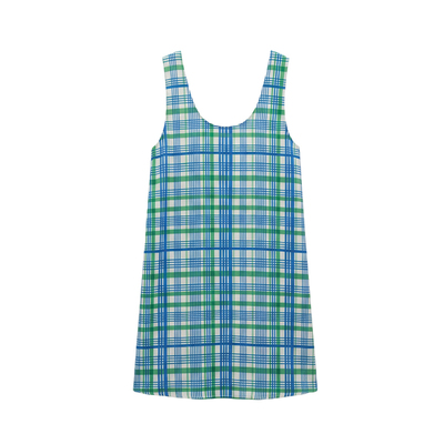 设计感格纹A字连衣裙格子短裙