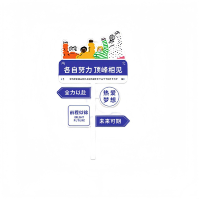 创意路牌励志标语中考班级装饰文化墙贴教室布置黑板上面挂画高