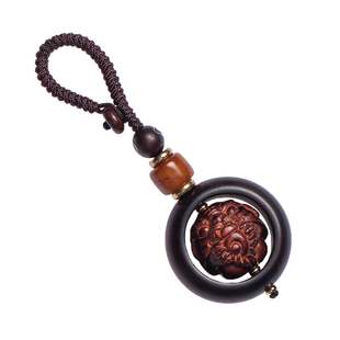 大善堂檀木十二生肖汽车钥匙扣马上有钱钥匙挂件本命年男士女礼物