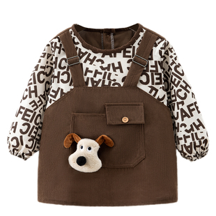 秋冬儿童罩衣水晶外穿小孩男女防水防脏围裙宝宝穿衣吃饭婴儿围兜