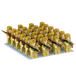 新款军事积木人仔二战红军士兵八路军德国小人兵国防打仗拼装玩具