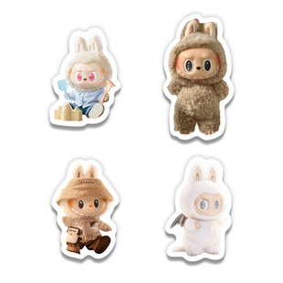 拉布布玩偶贴纸可爱卡通labubu泡泡玛特周边手机壳手账行李箱防水贴画