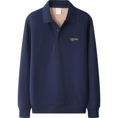 加绒纯棉重磅POLO衫男螺纹下摆