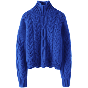 赞爆了~巨美狂气质！！重磅加厚高领羊绒衫女纯羊绒毛衣套头宽松