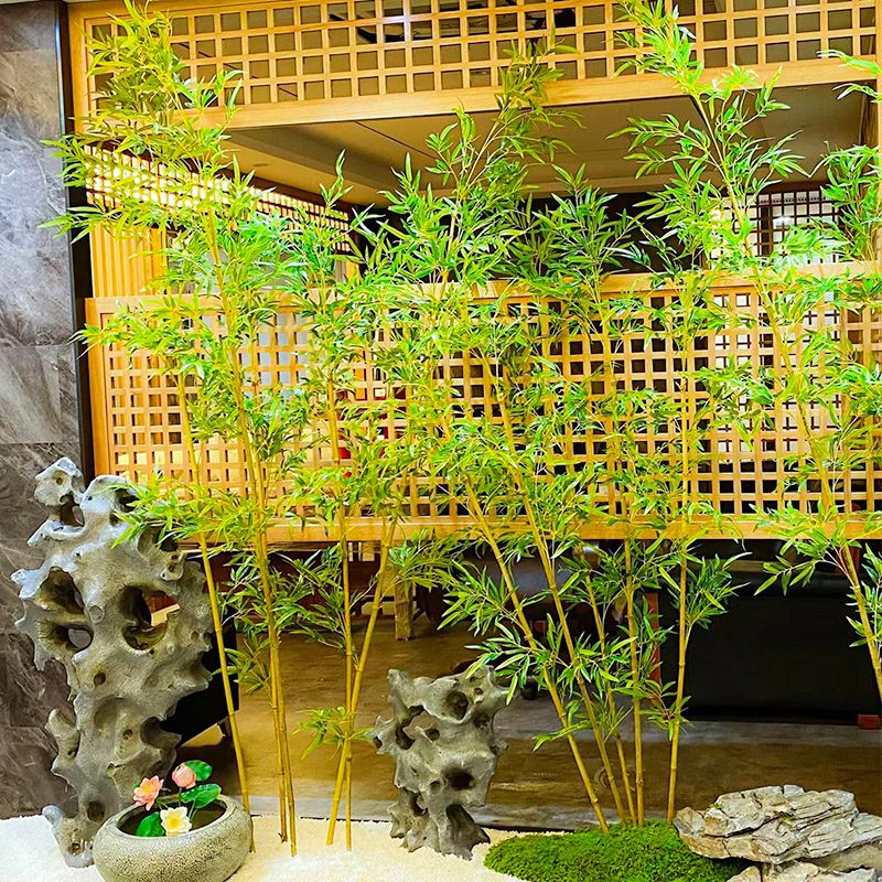 仿真竹子室内装饰屏风隔断细水竹人造假竹子酒店商场造景植物摆件