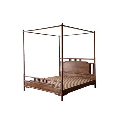 黑胡桃木架子床新中式全实木