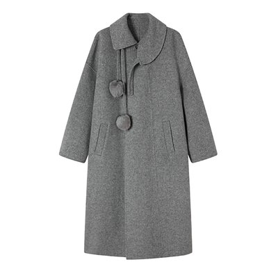 灰色双面羊绒大衣高级感毛呢外套