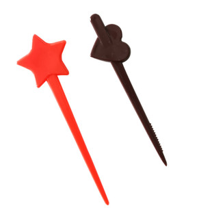 一次性独立包装水果叉星型开封口膜锯齿小刀开箱用叉奶茶装饰插签