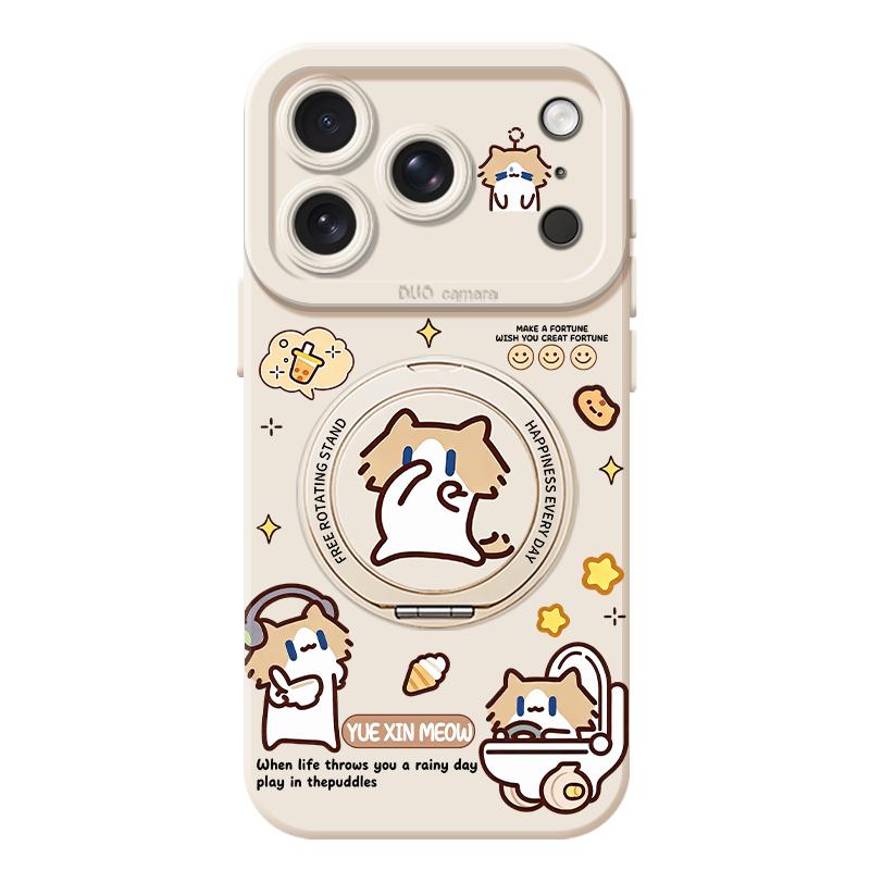 月薪喵适用苹果18promax手机壳17/iphone16pro带支架15plus猫咪14可爱13mini女12新款11情侣x超火8套xr/xs/7