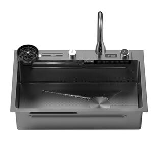 unaxi洗菜盆大单槽304不锈钢蜂窝加厚洗碗池瀑布厨房纳米水槽X80i