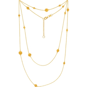 潮宏基非遗花丝圆满双层黄金项链足金套链索玛花时尚叠戴礼物卟