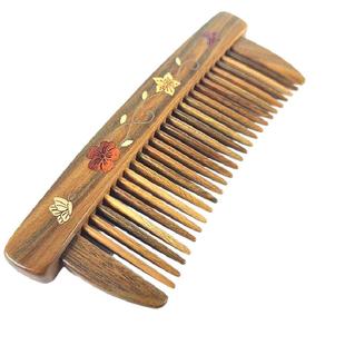 天然绿檀紫光檀黄檀插齿梳蓬松女士微凹顺发便携梳礼物送妈妈