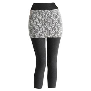 蕾丝屁帘打底裤裙女外穿假两件遮臀加绒秋冬季2025新款灰色保暖裤