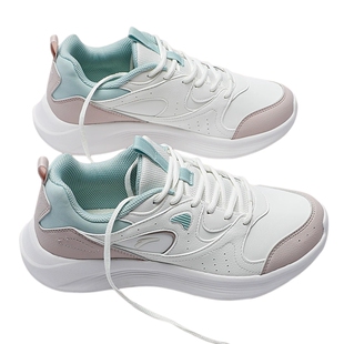 安踏官网旗舰正品女鞋革面防泼水跑步鞋春季轻质缓震运动鞋跳绳鞋