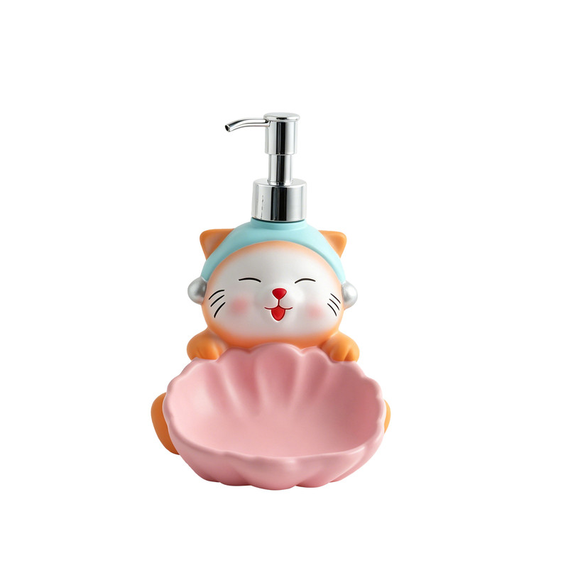 可爱猫咪肥皂盒乳液瓶二合一洗发水沐浴露卫生间洗手液按压分装瓶