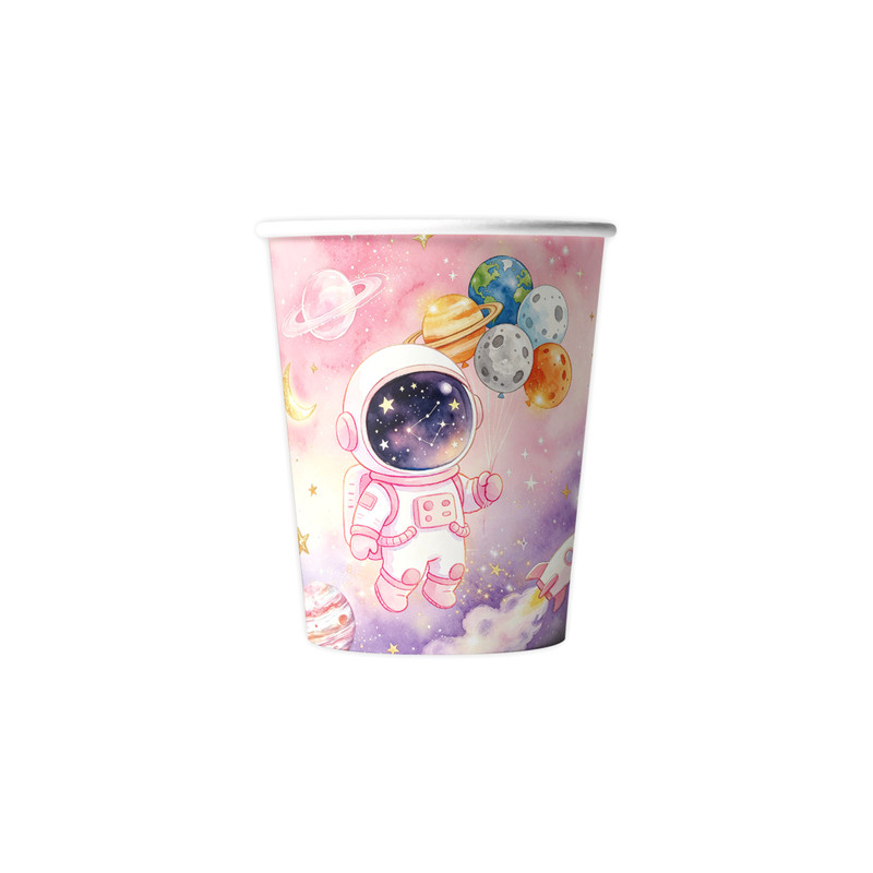 粉色机器人太空生日可降解餐具