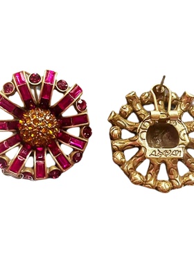 欧美宫廷风中古vintage复古气质做旧紫红色天然石串珠项链耳环女