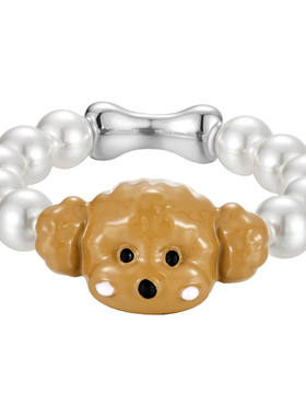 KITSH泰迪小狗珍珠戒指女轻奢