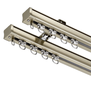 窗帘轨道静音滑轨加厚铝合金双轨打孔U型L型转弯导轨顶装侧装单轨