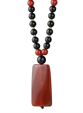 红玛瑙水晶复古民族风毛衣链