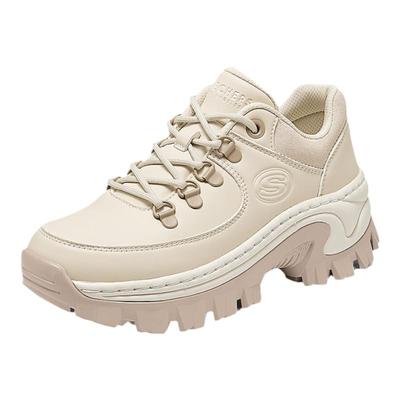 斯凯奇舒适百搭蜜糕鞋|秋冬女厚底增高皮面老爹鞋小个子休闲鞋