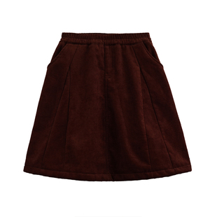 砚台家童装女童冬季裙子新款灯芯绒短裙儿童洋气加绒加厚半身裙A