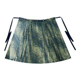 叶央国风新中式气质复古墨绿色鎏金马面裙斜襟立领衬衫汉元素套装