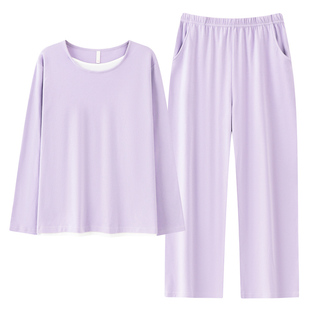 芬腾可安睡衣女款秋冬季纯棉布料100全棉女士2026正流行紫家居服