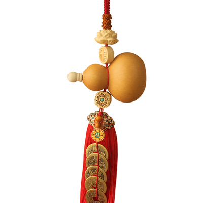 门对门天然葫芦红色流苏福字挂件