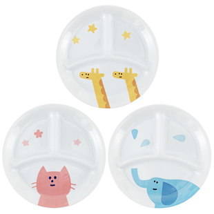 【自营】宝宝餐盘分格盘陶瓷家用三分隔盘杯子三格盘日本儿童餐具