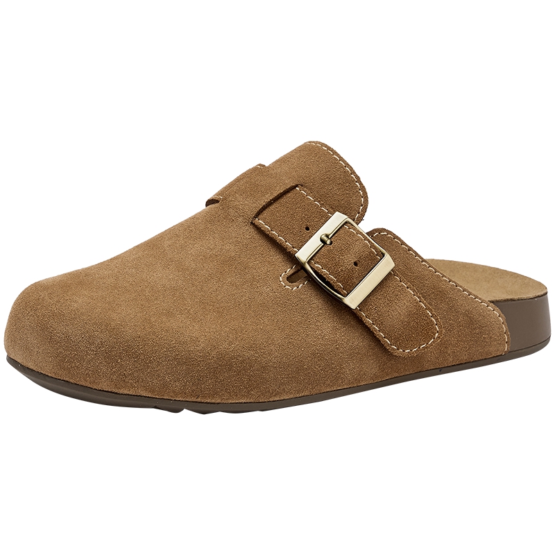 热风棕色勃肯鞋女鞋2025年春秋新款女士休闲复古软木拖包头拖鞋
