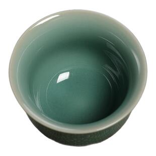 龙泉弟窑青瓷天青釉茶杯陶瓷功夫茶具主人杯品茗杯中式单杯复古风