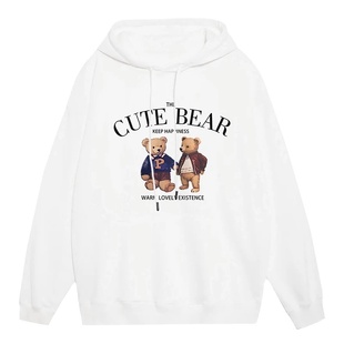 日本代购白鹿同款潮牌小熊加绒加厚连帽卫衣女款秋冬套头外套衣服