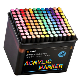 软头丙烯马克笔学生不透色可叠色画画笔美术课绘画涂鸦笔大容量儿童可水洗彩色笔DIY咕卡手机壳玻璃水彩画笔