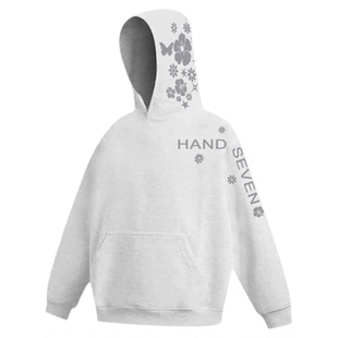 HandSeven秋冬美式潮流帽子花卉刺绣连帽卫衣宽松百搭休闲帽衫ins