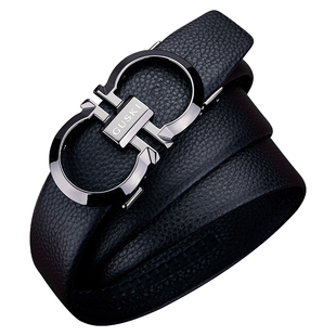 潮牌高级男士真皮腰带头层牛皮商务皮带2026新款黑色自动扣礼盒装