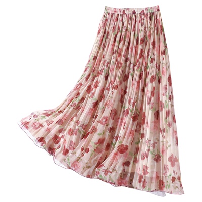 28010小清新碎花雪纺半身裙女