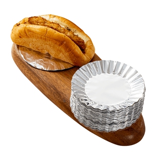 猪扒包锡纸托圆形面包烘焙纸垫蛋糕铝箔垫模具K102热狗点心底托烤