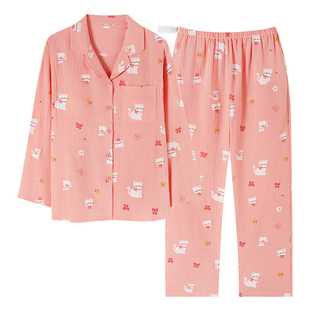 月子服孕妇纯棉纱布睡衣女款2026新款冬高级感春秋季带胸垫家居服