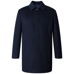 爱缪斯高端纯羊毛呢子大衣男秋冬新品翻领加厚保暖中长款羽绒外套