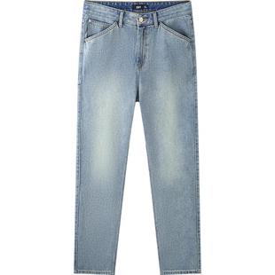 森马森柔牛仔裤男2024夏季新复古水洗直筒裤时尚长裤修身显腿直