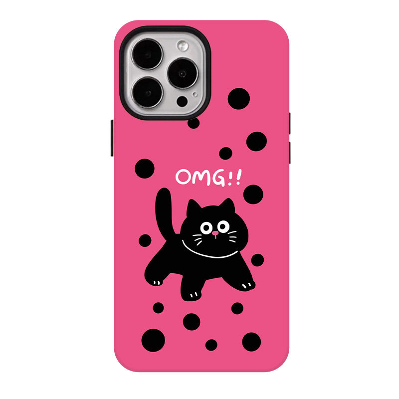 惊叹小黑猫磁吸支架防摔手机壳