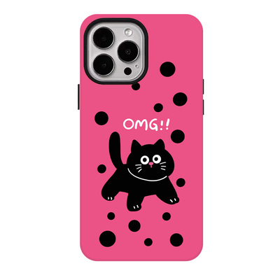 惊叹小黑猫适用苹果17promax手机壳iphone16pro菲林磁吸支架个性华为P80小米15小众vivo防摔保护壳oppo高级感