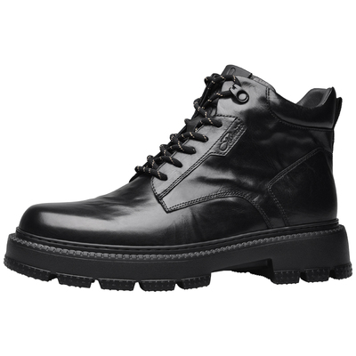 宾度商务休闲加绒保暖厚底皮靴