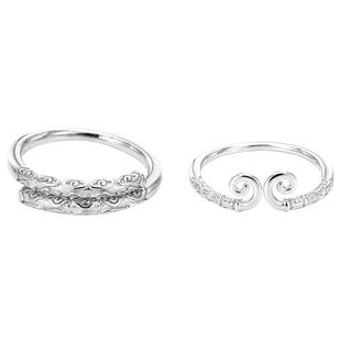 XXOFF925银 紧箍咒复古祥云金箍棒情侣对戒 银白色情侣礼物