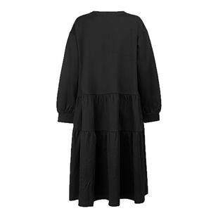 sdeer圣迪奥秋冬季女装时尚圆领碎褶不规则宽松连衣裙S244Z1290
