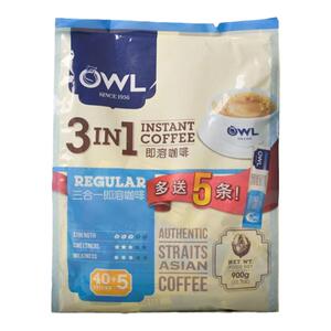 马来西亚进口OWL猫头鹰三合一速溶白咖啡粉18.1g*45包814.5g/袋
