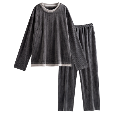 睡衣男秋冬季加厚海岛绒保暖薄绒
