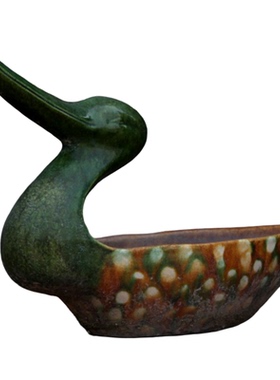 唐三彩陶瓷鸭子烟灰缸笔洗摆件